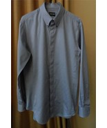 GIORGIO ARMANI BLACK LABEL Dress Shirt HIdden Buttons Blue Diamond Print... - £54.49 GBP