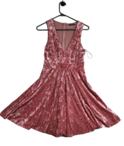 Basil &amp; Lola Velvet Fit Flare Dress XS (Estimated) Dusty Rose Sleeveless - $21.36