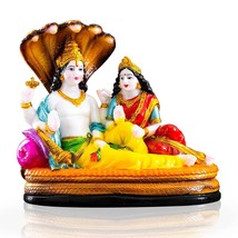 Marble Look Vishnu Laxmi Ji Murti Idol for Pooja Room (6 Inch), Multicolor     . - £25.31 GBP