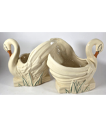 Pair of McCoy Pottery White Swan Vases 1940s 1950&#39;s Handmade Stamped Cre... - $1,502.49 MXN