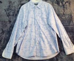 J.Camphell Shirt Men Large Blue White Floral 100% Cotton Long Sleeve Button Down - £20.63 GBP