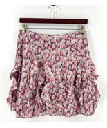 Garnet Hill Silk Ruffle Skirt Womens Sz 14 Coral Pink Gray Abstract Prin... - $752.67 MXN