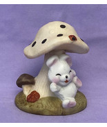 Vintage figurine bunny with mushroom ladybug porcelain super cute 3.5&quot; tall - $5.00