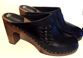 Ugglebo high heel shoes  size 8 clogs / mules black made in Sweden - £27.93 GBP