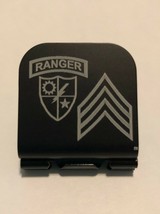 US ARMY Ranger Crest &amp; Seargent Stripes Laser Etched Aluminum Hat Clip Brim-it - £9.58 GBP