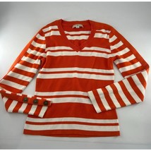 Vintage Tommy Hilfiger Sweater Womens Large Orange White Striped Knit V-... - $247.16 MXN
