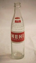 Old Vintage 1970&#39;s NEHI Beverages Soda Pop Bottle Clear Glass Ribbed Sides 10 oz - £15.56 GBP