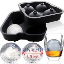 New Round Ice Balls Maker Tray Four Large Sphere Molds Cube Whiskey Cocktails - £14.22 GBP