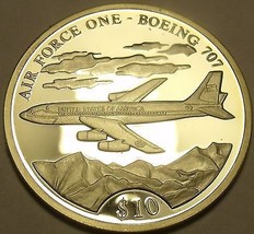 Silver Proof Liberia 2000 $10.00~Air Force One Boeing 707~Free Shipping - £25.68 GBP