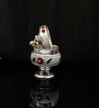  925Sterling silver handmade enamel work sindoor or casket box gifting box stb91 - £38.82 GBP