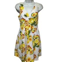 Banana Republic Womens Retro Lemon Print Sleeveless V Neck Dress Size S - £18.76 GBP