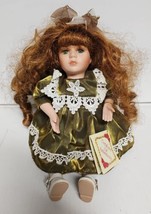 Musical Fine Bisque Porcelain Doll with Moving Head, Green Eyes, Auburn Hair - £13.06 GBP