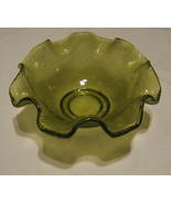 One Green Depression Fluted Ruffled Edge Pedestal Geometric Matrix Candy... - $15.99