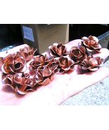 TEN metal rose flowers for accents, embellishments, crafting, shiny copp... - $27.98