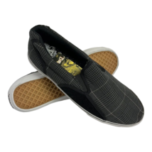 Draven Men&#39;s Plaid Gray Black Skate Slip On Canvas Shoes Sneakers Size 9 - £23.59 GBP