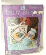 Vtg Baby Decor Door Hanger &amp; Bottle Holder Cross Stitch Kit NEW Blue BAB... - €22,74 EUR