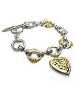  Gerochristo 6275 -  Solid 18K Gold &amp; Silver - Heart Charm Bracelet  - £1,841.38 GBP