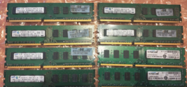 Lot of 8 Samsung &amp; Crucial 2GB PC3-10600U DDR3 Desktop Memory 1333MHz 2Rx8 - £15.73 GBP