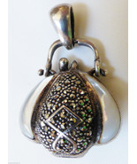 STERLING SILVER 925 DOUBLE SIDE MOTHER OF PEARL MARCASITE PURSE LOCKET P... - £93.57 GBP