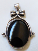 Sterling Silver 925 Double Side Black & White Mother Of Pearl Onyx Pendant - $78.21