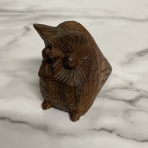 Wood Owl Sculpture Figurine Hand Carved Vintage 3.5&quot; Tall - $18.66