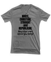 Funny TShirt White Christian Straight and Republican Ash-V-Tee  - £17.26 GBP