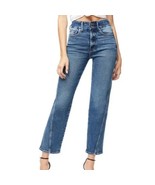 Good American Blue High Rise Twisted Hem Slim Straight Jeans sz 12 / 31 ... - $75.73 CAD