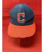 Cleveland Indians C Logo VTG 80s Trucker Mesh Snapback Hat Broken Snap B... - £19.46 GBP
