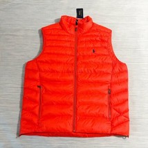 Polo Ralph Lauren Packable Quilted Vest Orange Blue Pony - £120.72 GBP