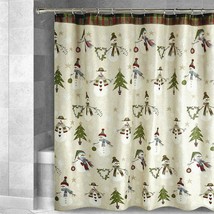 Avanti Linens Country Snowman Pip Berries Hearts Trees Fabric Shower Curtain New - £23.18 GBP