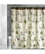 Avanti Linens Country Snowman Pip Berries Hearts Trees Fabric Shower Cur... - £22.81 GBP