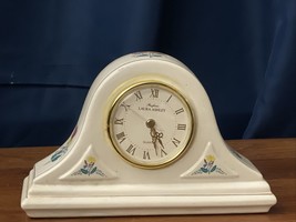 Laura Ashley Porcelain Mantel Shelf Clock Parfums White Floral Gold Trim... - $7.69