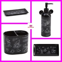 Disney Mickey Mouse Sketchbook Lotion Dispenser Toothbrush Holder &amp; Tray 3pc Set - £47.32 GBP