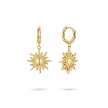 Sun Drop Earrings For Women Gold Color Earring Stainless Steel boucle oreille fe - £20.14 GBP