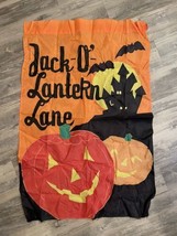 Vtg Halloween Flag Garden House Banner 28x40  Jack-O-Lantern Lane Bat Pumpkin - £9.90 GBP