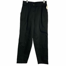 Vintage LL Bean Pleated Front Pants 6P Black Pockets Button Zip Deadstock - $51.22