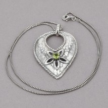 Or Paz Israel Hammered Sterling Silver Peridot Flower Pendant Necklace - $29.99