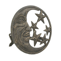 Cast Iron Crescent Moon and Stars Wall Mounted Garden Hose Holder Bronze Finish - £54.49 GBP