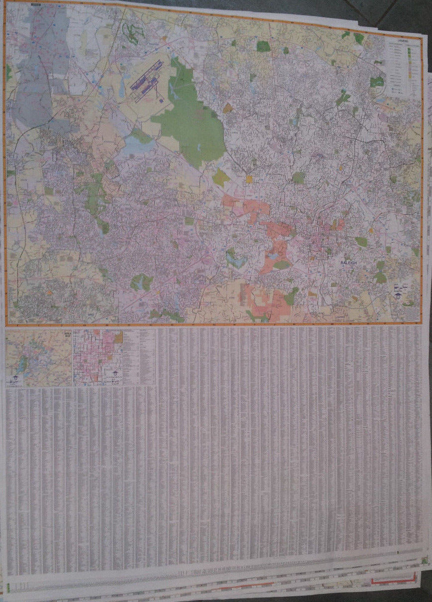 Raleigh Durham NC Laminated Wall Map (R) - Maps & Atlases