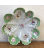Vintage Antique Handpainted Victorian Green White Porcelain Floral Candy... - £23.42 GBP