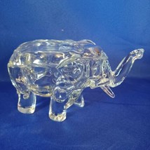 Vintage Tiara Indiana Clear Glass Elephant Covered Candy Dish Trinket Box - £31.61 GBP