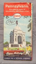 Vintage 1961 Esso Humble Oil Pennsylvania Road Map g30 - $9.89
