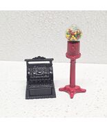 Dollhouse Diecast Black Cash Register &amp; Standing Gumball Machine - $270.57 MXN