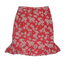 Vintage 90s 2000s Y2K Flowy Paisley Grunge Midi Skirt Red Floral 100% Si... - $353.97 MXN