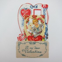 Vintage Valentine 3D Pop Up Die Cut Blonde Boy Sailor Suit Red Flowers &amp; Hearts - £11.93 GBP