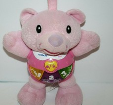Vtech Happy Lights Bear Pink Musical Plush 7&quot; Stuffed Light Up Soft Baby... - £7.66 GBP