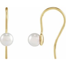 14k Yellow Gold Cultured White Akoya Pearl Earrings - £274.47 GBP