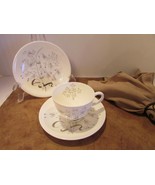 WEDGWOOD CHINA WILD OATS DESSERT PLATE DEMI CUP &amp; SAUCER WHITE SILVER EN... - $33.88 CAD