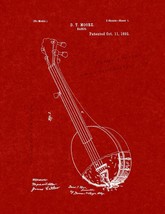 Banjo Patent Print - Burgundy Red - £6.35 GBP+