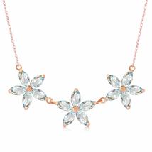 Galaxy Gold GG 14k 14&quot; Rose Gold Lei Aquamarine Necklace - £487.47 GBP